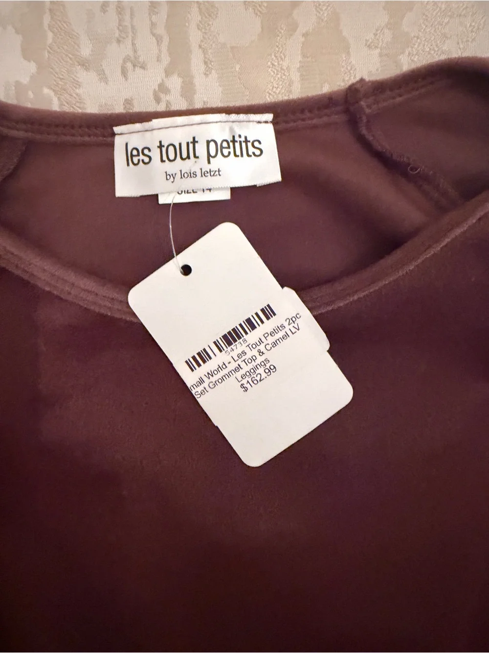 Les Tout Petits Girls LV Brown Top & Blush Monogram Leggings Set size 14 new